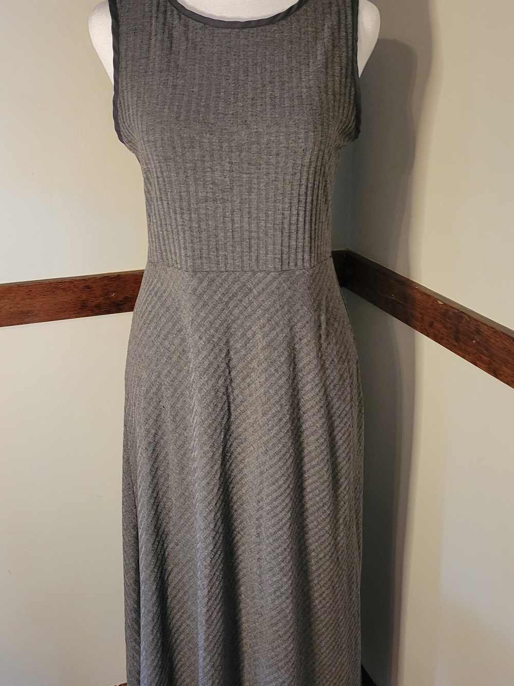 Cotton Emporium Sleeveless Gray Ribbed Maxi Dress